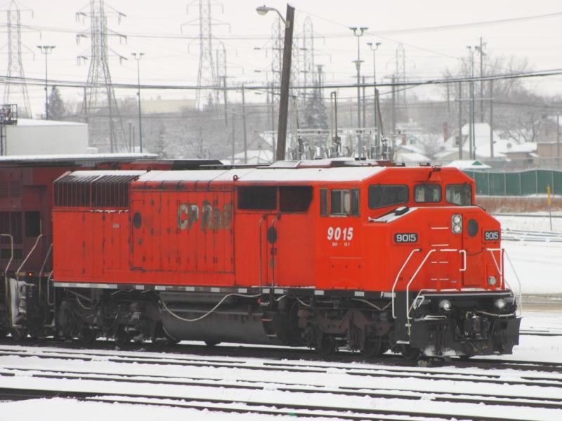 CP 9015 in Winnipeg Manitoba with rebuilt nose