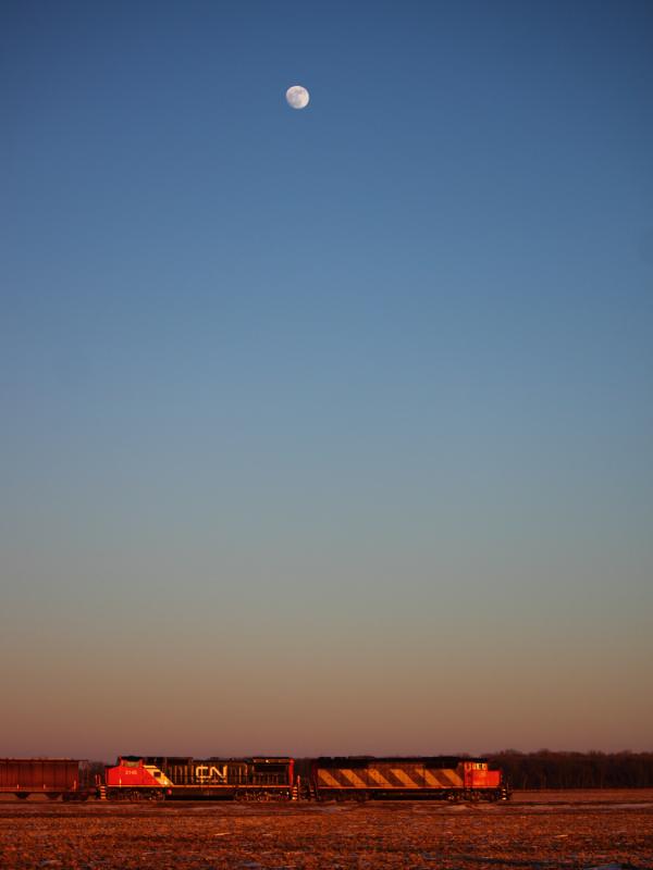 CN 5503 and CN 2145 under the moon