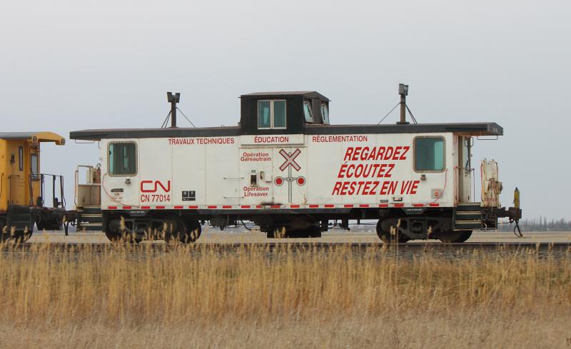 CN 77014 Operation Lifesaver caboose in Winnipeg