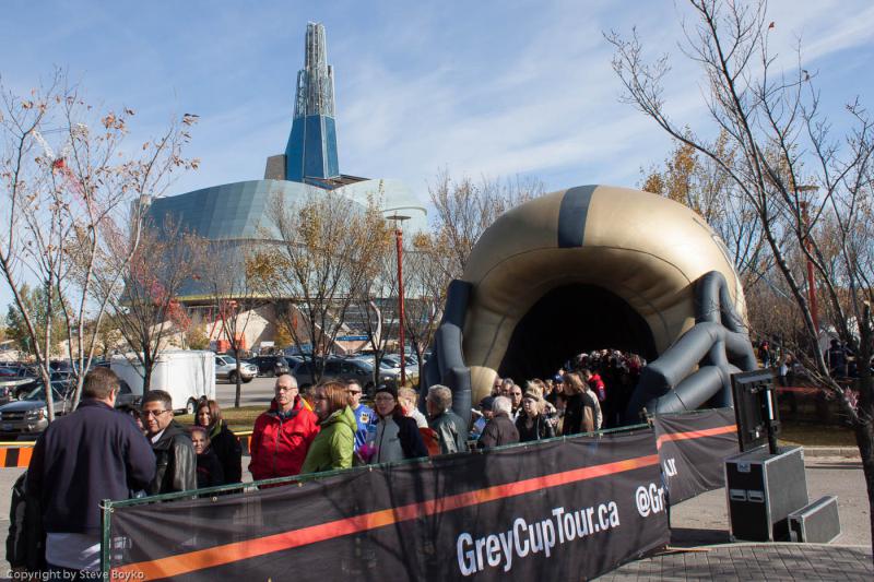 Lineup to get into the Grey Cup train