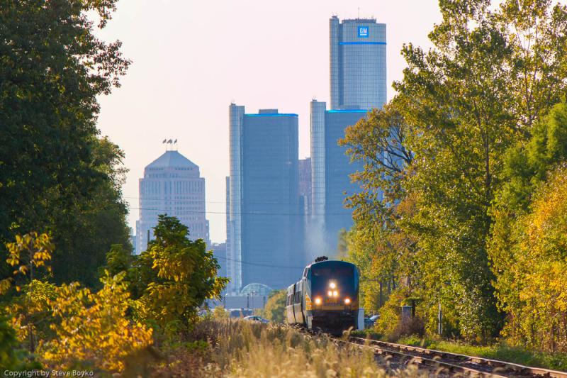 VIA 918 and Detroit in the background