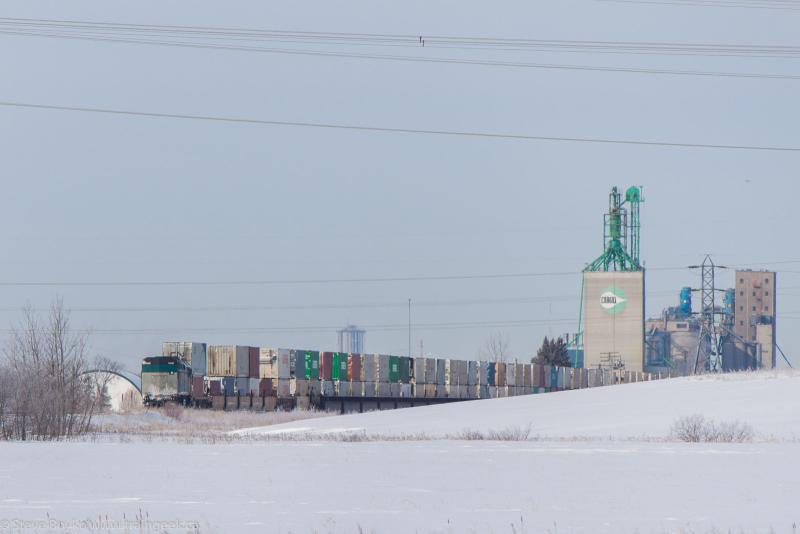 VIA 6446 pulling a train near Transcona