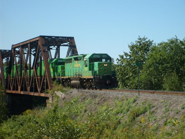 NB Southern Railway 9801 West in Mattawamkeag, Maine.