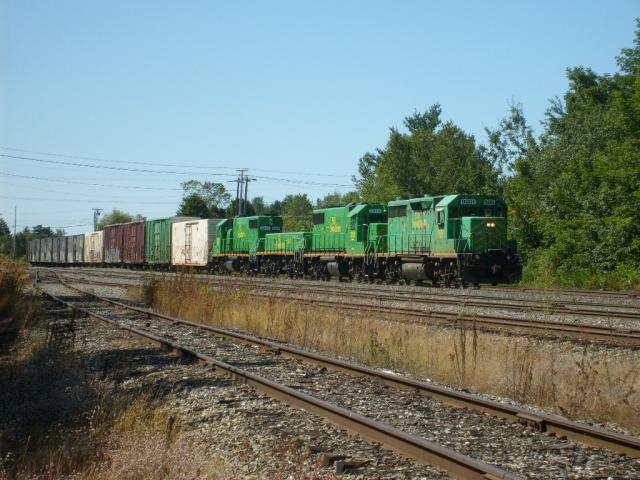 NB Southern Railway 9801 West in Mattawamkeag, Maine.