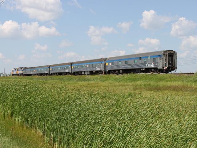 VIA's Hudson Bay (train 693) leaving Winnipeg Manitoba