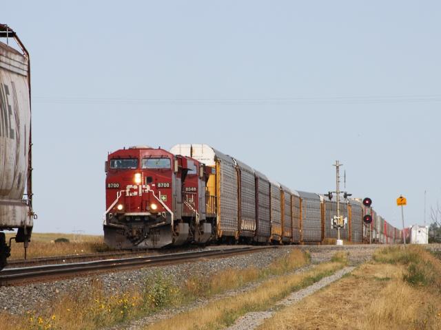 CP 8700 and an intermodal train in Chaplin Saskatchewan